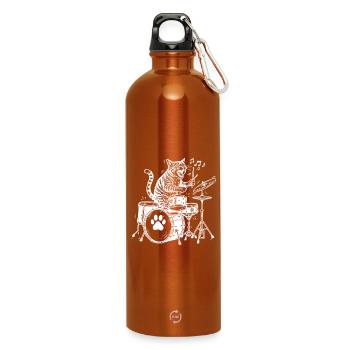 Batteur Drôle de Batteur Chat Musique - Gourde en inox avec mousqueton 750 ml - orange - Devant