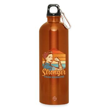Stronger than Migraine - for the feminist - Water Bottle with carabiner 750 ml - burnt orange - Front