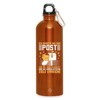 Briefträger ARBEITE BEI DER POST Lustiges - Trinkflasche mit Karabiner 750 ml - Orange - Vorne