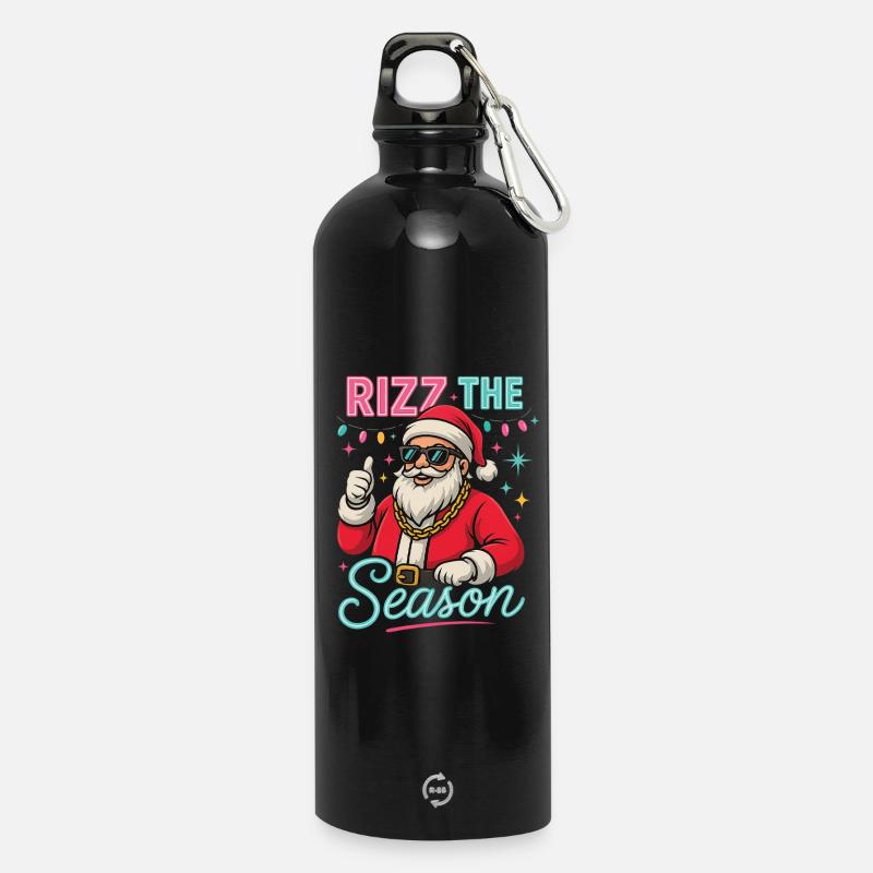 Rizz La Saison Père Noël Weihnachtsmann - Gourde en inox avec mousqueton 750 ml - noir