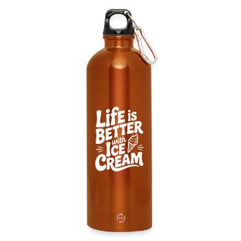 Das Leben ist besser mit Sahne - Trinkflasche mit Karabiner 750 ml - Orange - Vorne