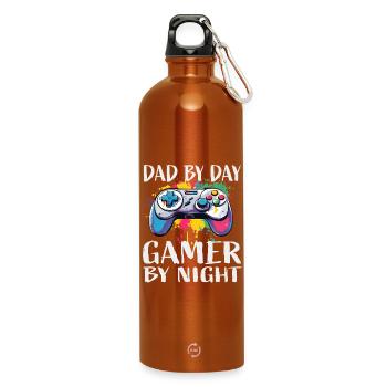 Dad by Day Gamer by Night - Water Bottle with carabiner 750 ml - burnt orange - Front