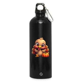 Thanksgiving Truthahn Baby - Trinkflasche mit Karabiner 750 ml - Schwarz - Vorne