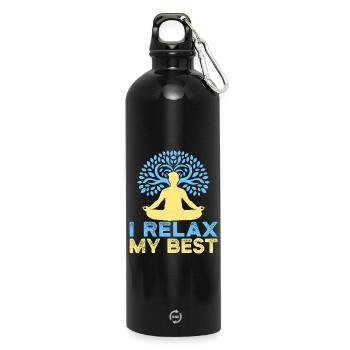Yoga Je me détends Mon meilleur yoga drôle - Gourde en inox avec mousqueton 750 ml - noir - Devant