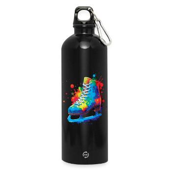 Patin à Glace Splash Art - Design Sports d’Hiver - Trinkflasche mit Karabiner 750 ml - Schwarz - Vorne