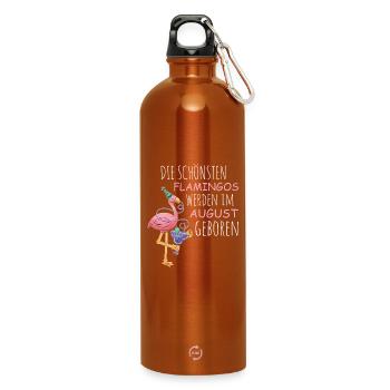 Anniversaire d’août : Flamant rose disant drôle - Gourde en inox avec mousqueton 750 ml - orange - Devant