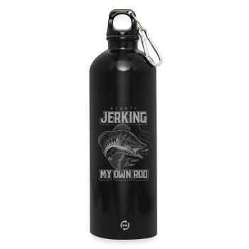 Always Jerking My Rod Funny Fishing - Water Bottle with carabiner 750 ml - black - Front
