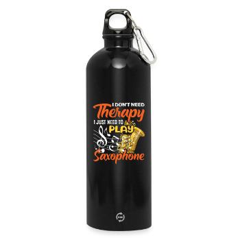 Pas besoin de thérapie Saxophone Saxophoniste Jazz - Gourde en inox avec mousqueton 750 ml - noir - Devant