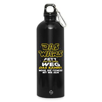 Fett weg! Sport & Fitness | gute Vorsätze 2026 - Trinkflasche mit Karabiner 750 ml - Schwarz - Vorne
