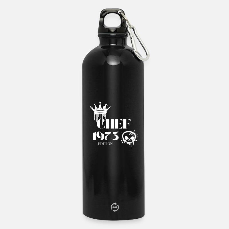 Chef Edition 1973 52 Geburtstag Spruch  - Trinkflasche mit Karabiner 750 ml - Schwarz