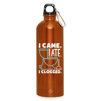 Toilet Clogging Master Funny - Water Bottle with carabiner 750 ml - burnt orange - Front