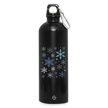 Flocons de neige Noël d’hiver - Gourde en inox avec mousqueton 750 ml - noir - Devant