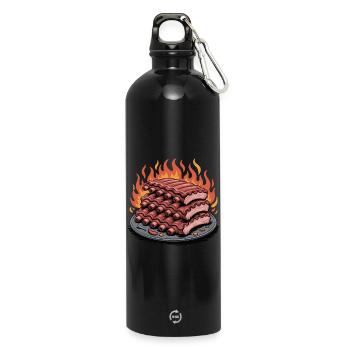 Feuergegrillte Rippchen Platte - Trinkflasche mit Karabiner 750 ml - Schwarz - Vorne