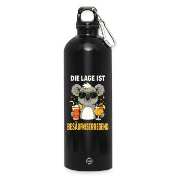 cocktail koala, che-shirt de soirée sur l’ivresse - Gourde en inox avec mousqueton 750 ml - noir - Devant