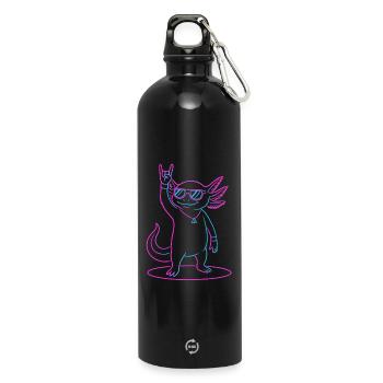 Axolotl rock cool avec des lunettes de soleil - Gourde en inox avec mousqueton 750 ml - noir - Devant