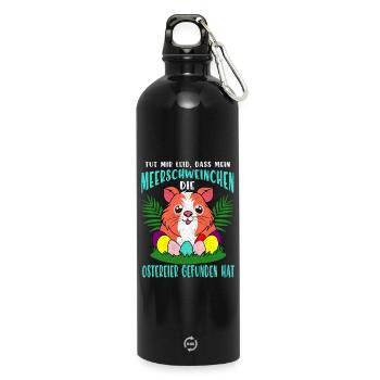 Meerschweinchen Ostereier Parade - Trinkflasche mit Karabiner 750 ml - Schwarz - Vorne
