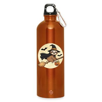 Süßer Faultier Hexe Halloween - Trinkflasche mit Karabiner 750 ml - Orange - Vorne