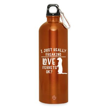 Ich liebe Frettchen einfach verdammt sehr – okay, lustiges Wortspiel - Trinkflasche mit Karabiner 750 ml - Orange - Vorne
