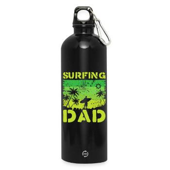 Surfen Dad Retro Grün - Trinkflasche mit Karabiner 750 ml - Schwarz - Vorne