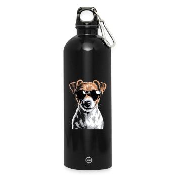 Jack Russell Terrier - Gourde en inox avec mousqueton 750 ml - noir - Devant