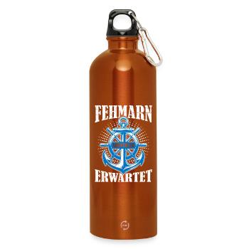 Baltic Sea Holidays FEHMARN AWAITS Fun - Water Bottle with carabiner 750 ml - burnt orange - Front
