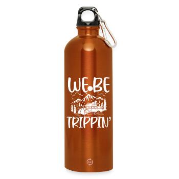 We Be Trippin: Camper Mountains - Water Bottle with carabiner 750 ml - burnt orange - Front
