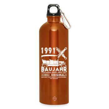 1991 Vintage Birthday Year Born - Water Bottle with carabiner 750 ml - burnt orange - Front