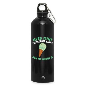Frische Sahne-Waffelkegel italienische Minze - Trinkflasche mit Karabiner 750 ml - Schwarz - Vorne