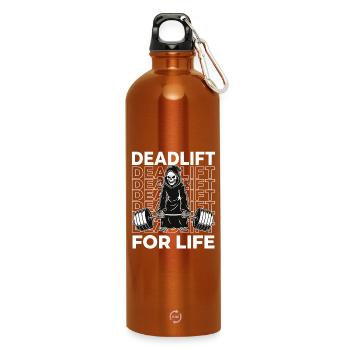 Soulevé de terre à vie – Design de fitness de la Faucheuse - Gourde en inox avec mousqueton 750 ml - orange - Devant