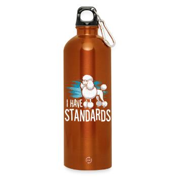 I Have Standards - Water Bottle with carabiner 750 ml - burnt orange - Front