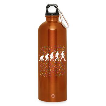 Homo Carnival | Evolution of Fools, Shrovetide - Water Bottle with carabiner 750 ml - burnt orange - Front