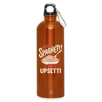 Mehr Spaghetti, Weniger Upsetti - Trinkflasche mit Karabiner 750 ml - Orange - Vorne