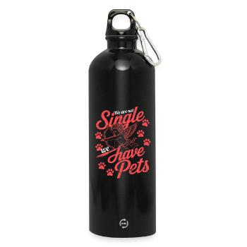 La Saint-Valentin avec des animaux de compagnie - Gourde en inox avec mousqueton 750 ml - noir - Devant