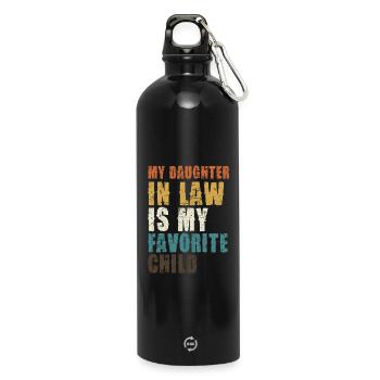 Schwiegertochter Lieblingskind Shirt - Trinkflasche mit Karabiner 750 ml - Schwarz - Vorne