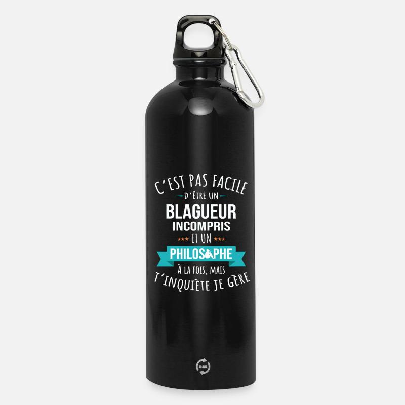 Joker Philosopher Misunderstood Humor - Water Bottle with carabiner 750 ml - black