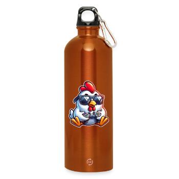 Gamer Chicken with Controller - Water Bottle with carabiner 750 ml - burnt orange - Front