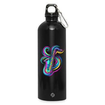 Saxophon - Trinkflasche mit Karabiner 750 ml - Schwarz - Vorne