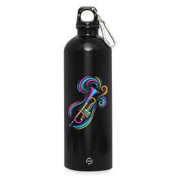 Trompete - Trinkflasche mit Karabiner 750 ml - Schwarz - Vorne