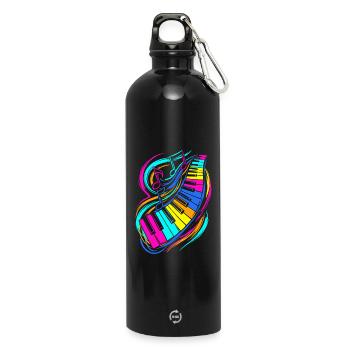 Clavier de piano - Gourde en inox avec mousqueton 750 ml - noir - Devant