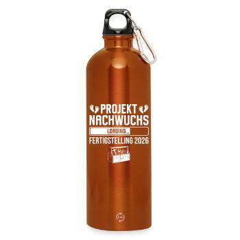 Projekt Nachwuchs 2026 Handwerker Papa - Trinkflasche mit Karabiner 750 ml - Orange - Vorne