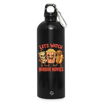 Scary Horror Movie Fans Halloween Horror Movie - Water Bottle with carabiner 750 ml - black - Front