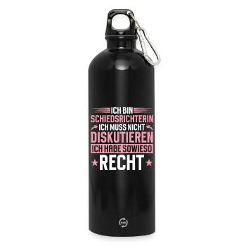 Schiedsrichterin Muss Nicht Diskutieren - Trinkflasche mit Karabiner 750 ml - Schwarz - Vorne