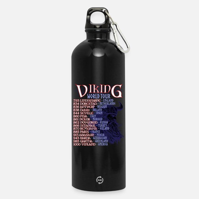 Tour mondiale della mitologia norrena del Valhalla vichingo - METALLIC Borraccia con moschettone 750 ml - nero