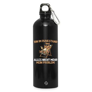 Finally retirement - Chilled quokka in a deck chair - Water Bottle with carabiner 750 ml - black - Front