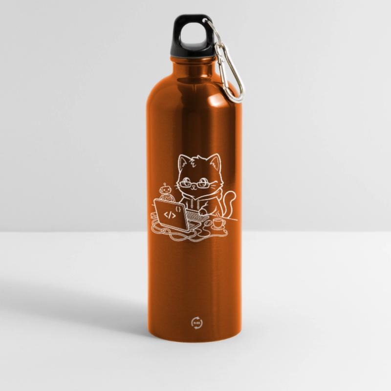 Coder Kawaii Katze Programmierer Trinkflasche mit Karabiner 750 ml