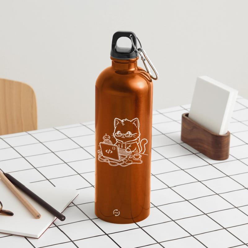 Coder Kawaii Katze Programmierer Trinkflasche mit Karabiner 750 ml