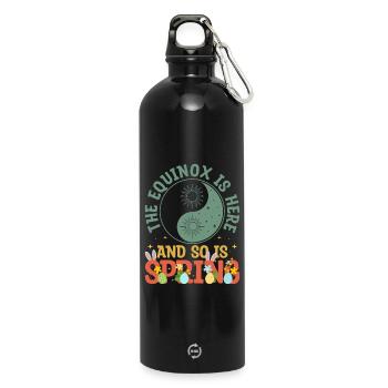 The Equinox Is Here And So Is Spring - Water Bottle with carabiner 750 ml - black - Front