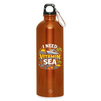 I Need Vitamin Sea | Cruise pun motif - Water Bottle with carabiner 750 ml - burnt orange - Front
