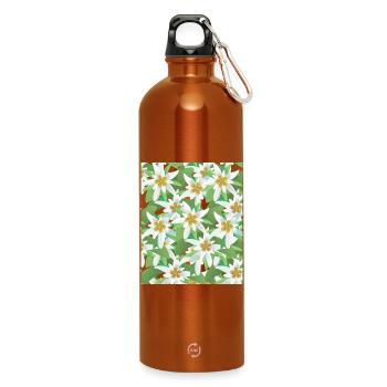 Edelweiß Frauen Alpenblume Berge Blumenmotiv Alpen - Trinkflasche mit Karabiner 750 ml - Orange - Vorne