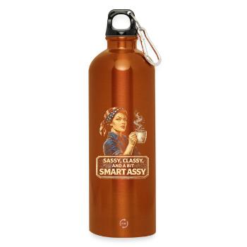 Feminismus Feministin Feminist - Trinkflasche mit Karabiner 750 ml - Orange - Vorne